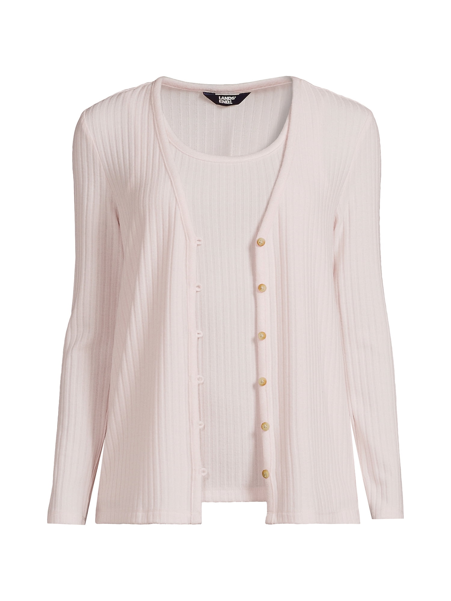 Lands' End Women's Wide Rib Cardigan and Tank Set