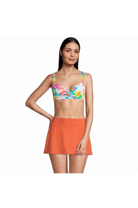 Womens Chlorine Resistant Twist Front Underwire Bikini Top Turquoise Multi Graphic Floral Regular 2