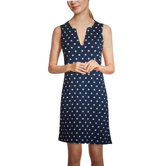 Lands' End Womens Cotton Jersey Sleeveless Swim Cover-up Dress