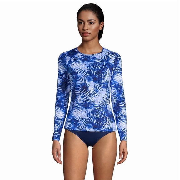 Lands' End Long Sleeve Swim Tee Rash Guard Tie-Dye, Blouse, Women's Large