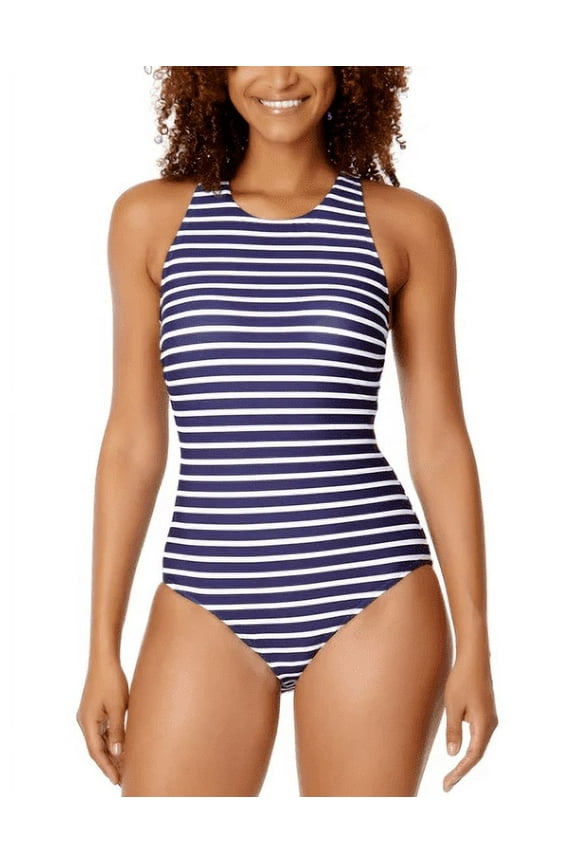 Womens' Swimsuit (Navy Stripe, XL)
