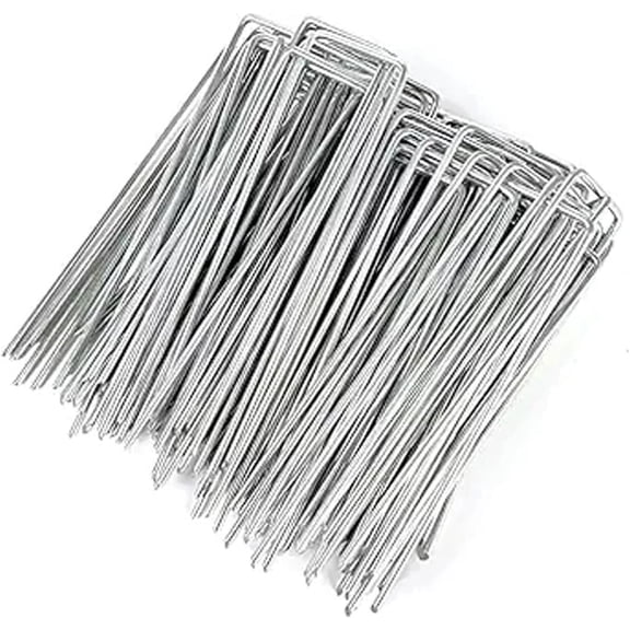 Landscape , 20 Packs 6 Inches Heavy Duty 11 Gauge Galvanized Steel Garden Stakes Securing Pegs for Securing Weed Fabric Landscape Fabric Netting Ground Sheets and Fleece