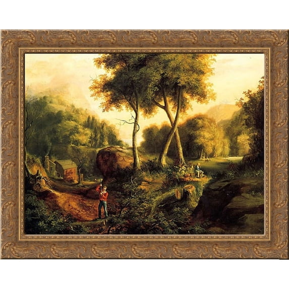 Landscape 24x20 Gold Ornate Wood Framed Canvas Art by Cole, Thomas