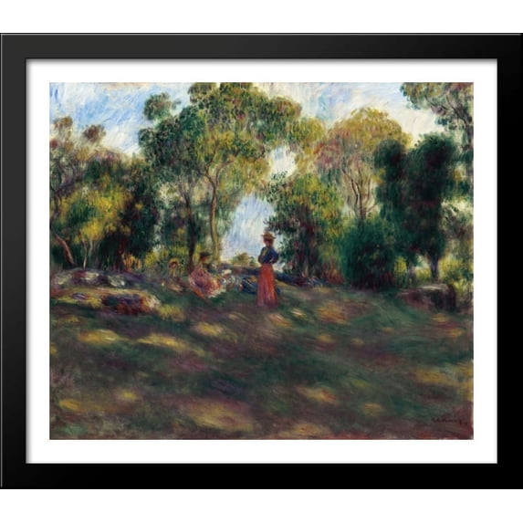 Landscape 32x28 Large Black Wood Framed Print Art by Pierre Auguste Renoir