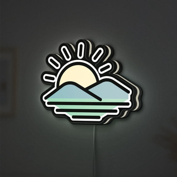 Landscape 3D Novelty Light Box, Sunrise and Mountain Wall Art, Serene Nature Decor (Height 24 inch, 60cm)