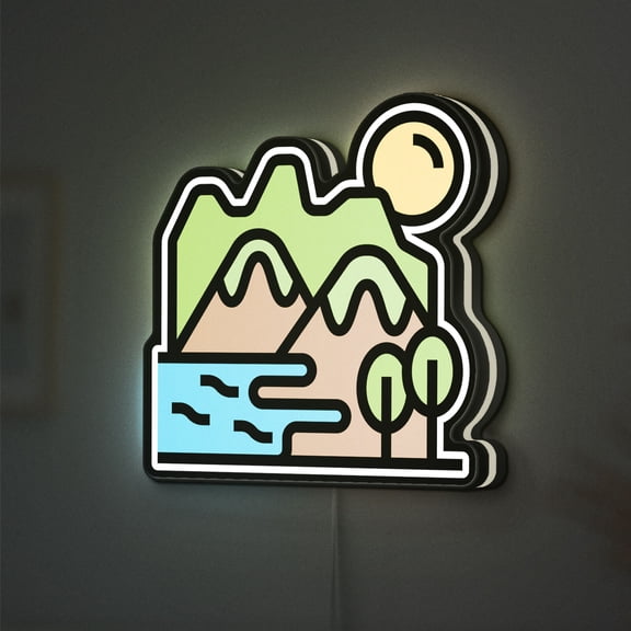 Landscape 3D Novelty Light Box, Travel and Nature View Wall Art, Educational Garden Decor (Width 24 inch, 60cm)