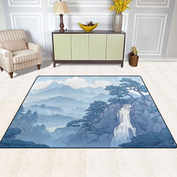 Landscape 63''x48'' Plush Memory Foam Bath Mat, Soft, Absorbent, Non Slip, Durable
