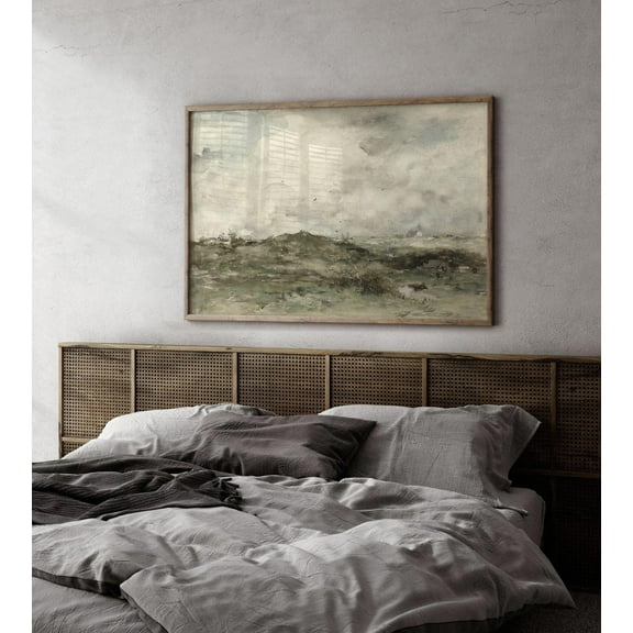 Landscape, Above Bed Decor, Sage Green Wall Art, Vintage Neutral Horizontal Wall Art, Beach House Decor, Muted Poster558, Unframed Poster Size 8x12