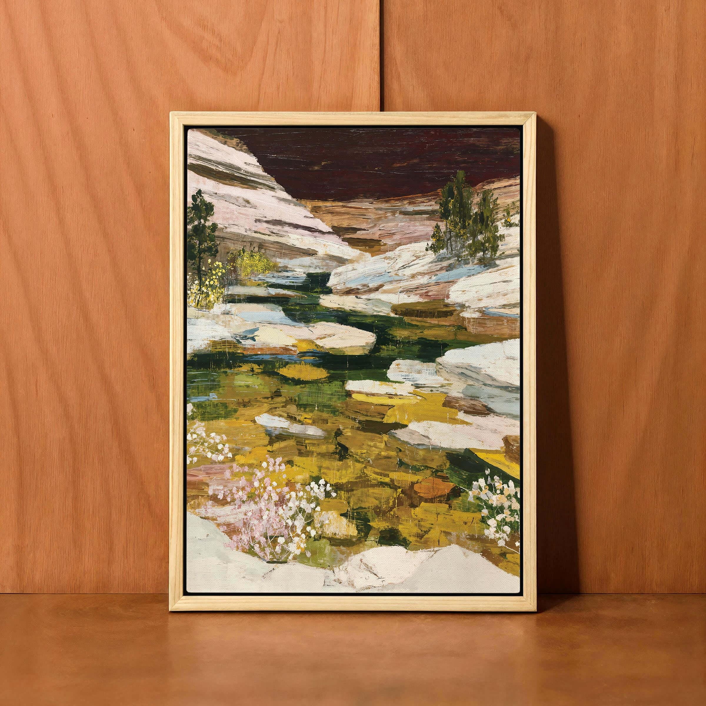 Rustic Textured Abstract Landscape Abstract River Rustic Mountain Poster , Poster Print Only ...
