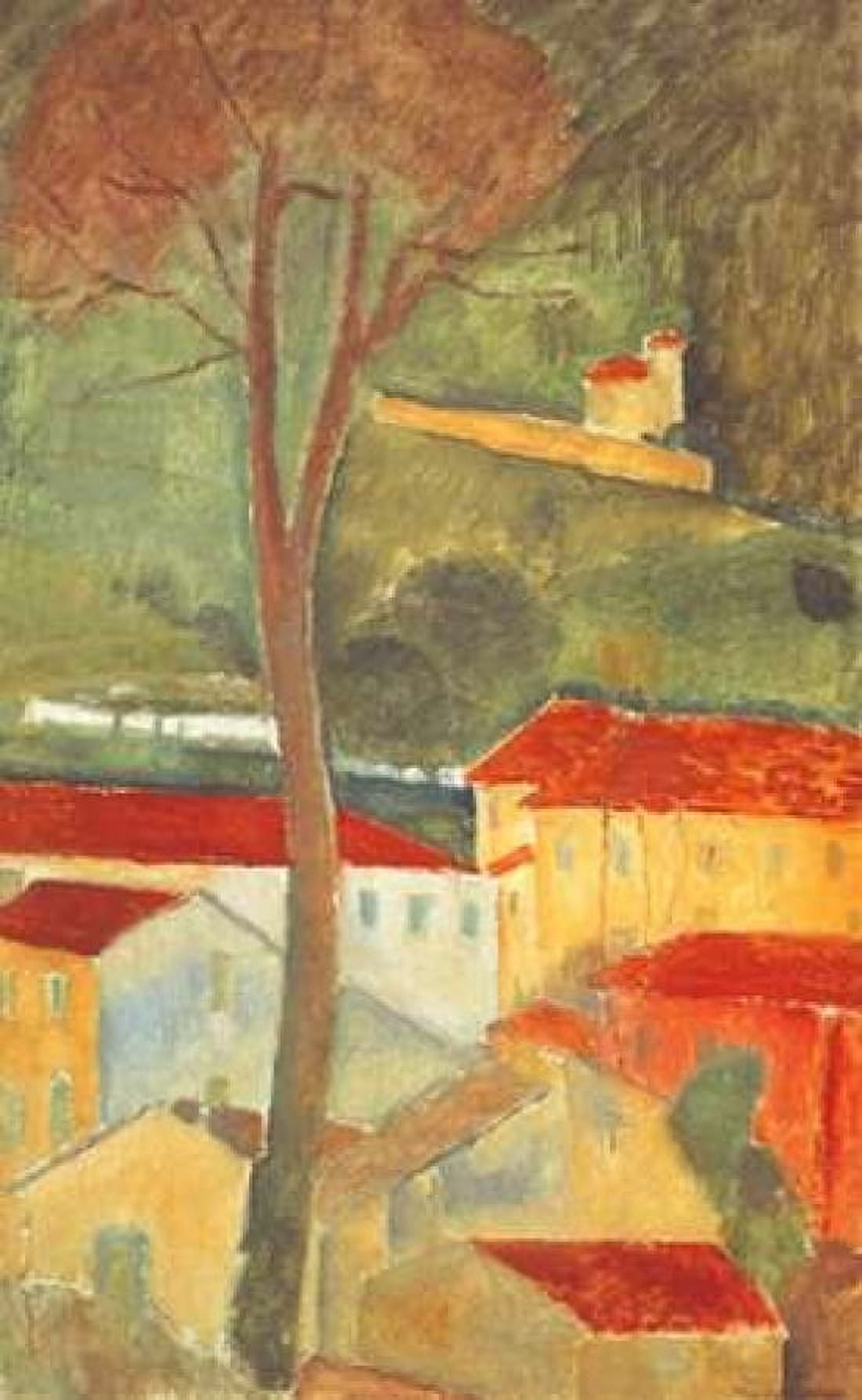 Landscape At Cagnes Canvas Art - Amedeo Modigliani (24 x 36)
