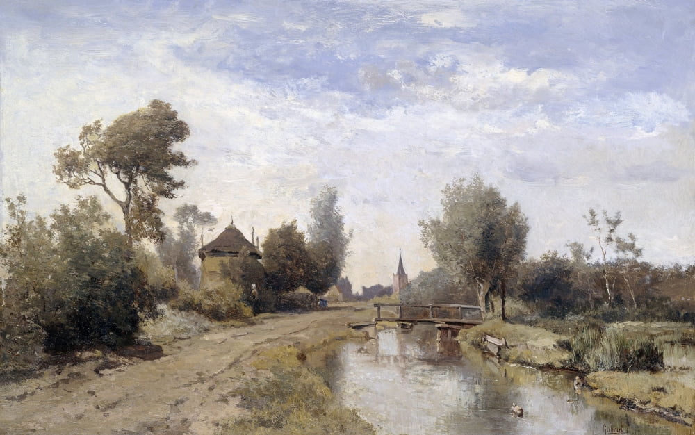 Landscape At Kortenhoef Canvas Art - (36 x 24)