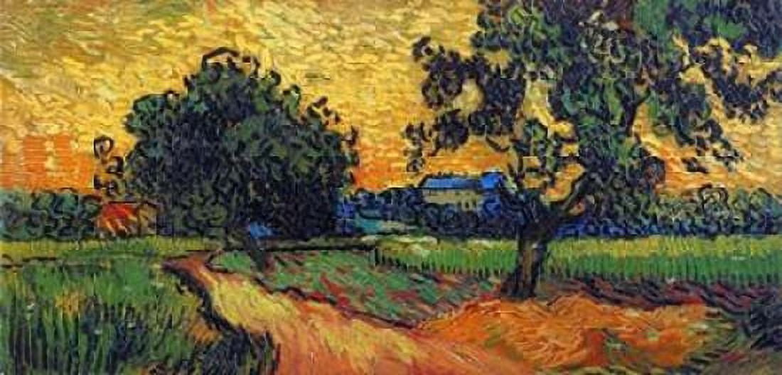 Landscape At Twilight Canvas Art - Vincent Van Gogh (24 x 48)