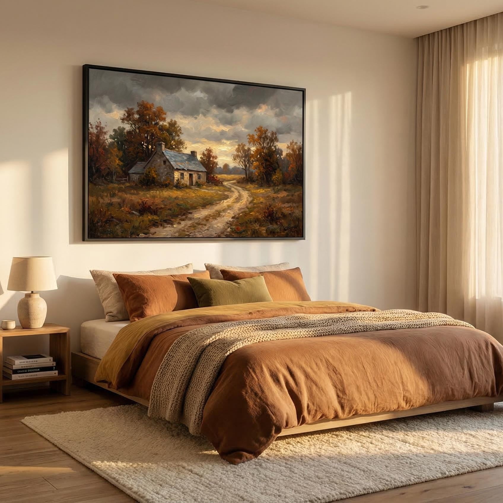 Landscape Autumn Cozy Cottage Scene Multiple Options Poster , Poster ...