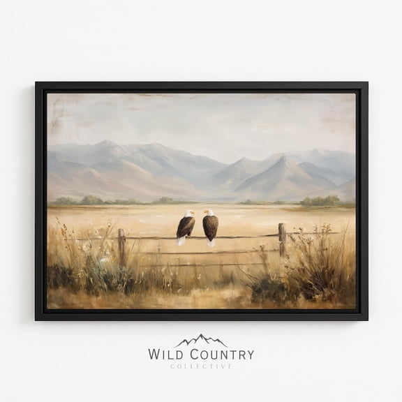 Landscape Bald Eagle Open Prairie Big Sky Western Neutral Poster , Poster Print Only