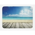 thumbnail image 1 of Landscape Bath Mat, Tropical Beach from Wooden Pier with Sky Landscape Summer View Image, Non-Slip Plush Mat Bathroom Kitchen Laundry Room Decor, 29.5 X 17.5 Inches, Cream Turquoise White, Ambesonne, 1 of 2