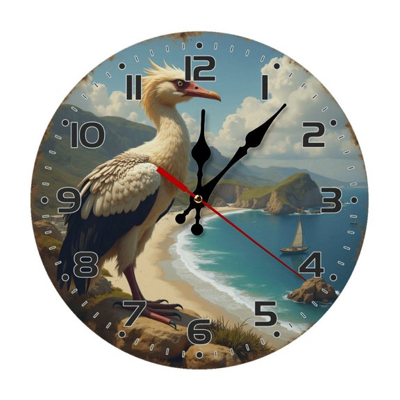 Landscape Beach Sea Wall Clock 10 Inch Silent Non Ticking Round Clock Decoration for Living Room Kitchen Bedroom Bathroom Office Classroom