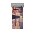 thumbnail image 1 of Landscape Bedding Set with Sheet & Covers, Flooded Jetty in Derwent Water Lake District England Sunset Morning Photo, Printed Bedroom Decor 2 Shams, 4 Sizes, Coral Purplegrey, by Ambesonne, 1 of 3
