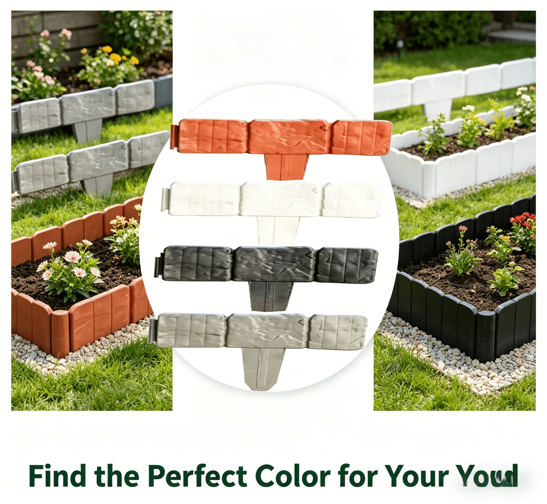 Landscape Boundary Interlocking Panel, Plastic Cobblestone Garden Edging, Imitation Stone Retaining Border for Lawn Yard Flower Bed Outdoor Decor (Gray,10Pcs)