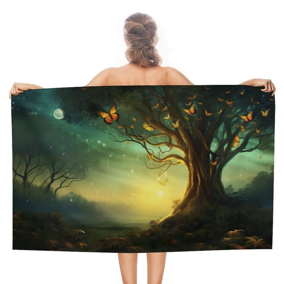 Landscape Butterfly Beach Towel Microfiber Beach Towels Sand Free Quick Dry Lightweight Travel Towels