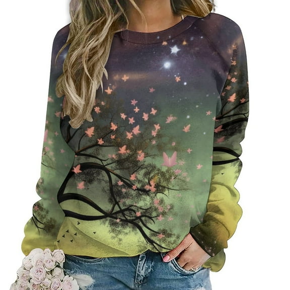 Landscape Butterfly Mom Sweatshirt For Women Long Sleeve Pullover