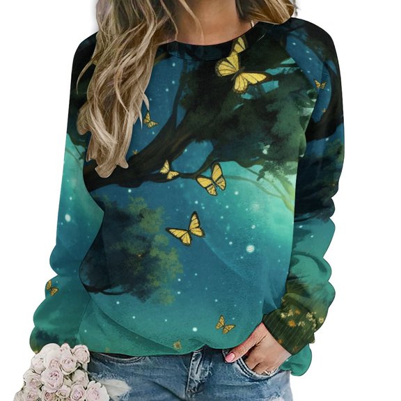 Landscape Butterfly Mom Sweatshirt For Women Long Sleeve Pullover