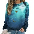 thumbnail image 1 of Landscape Butterfly Womens Casual Crewneck Sweatshirt Long Sleeve Tops Cute Pullover Loose Fit, 1 of 7