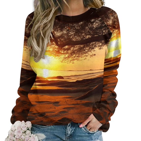Landscape Butterfly Womens Oversized Sweatshirts Hoodies Crewneck Casual Tops Comfy FallWinter Clothes 2024
