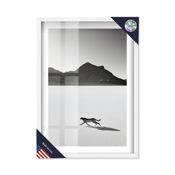 Landscape Cheetah Run Shadowbox Print Animal Art Prints by Notoriart, White Frame, 17 x 25