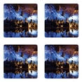 thumbnail image 1 of Landscape Coaster Set of 4, Geographic Formations in a Mysterious Cave with Reflections on Water Photo, Square Hardboard Gloss Coasters, Standard Size, Blue and Brown, by Ambesonne, 1 of 2