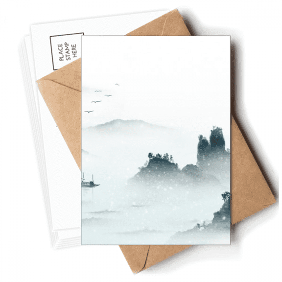Landscape Color Chinese Style Watercolor Postcards Envelopes Blank Note Cards Mailing