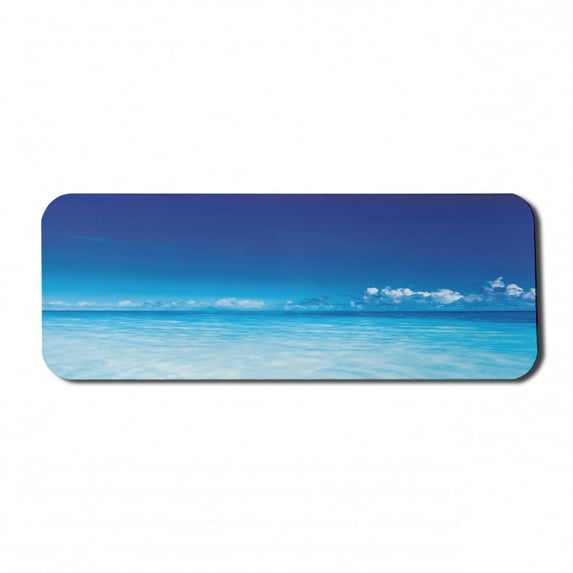 Landscape Computer Mouse Pad, Ocean Scenery Deep Sea Beach Hot Summer Themed Photo, Rectangle Non-Slip Rubber Mousepad Large, 31" x 12" Gaming Size, Turquoise Pale Blue, by Ambesonne