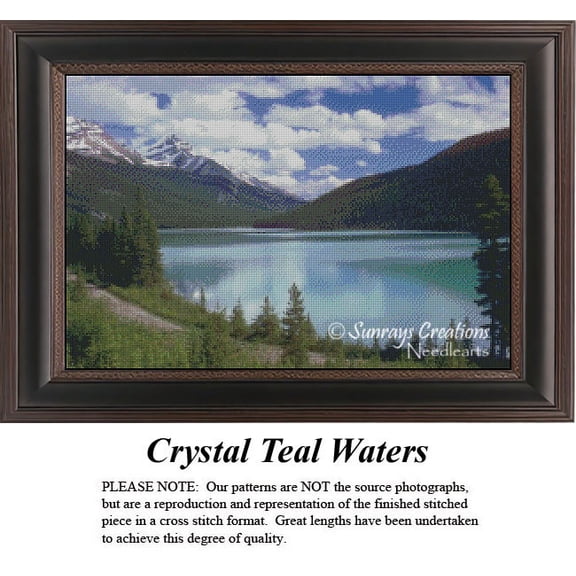 Landscape Counted Cross Stitch Patterns | Crystal Teal Waters (Pattern Only, You Provide The Floss and Fabric)