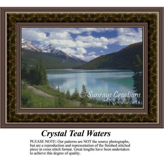 Landscape Counted Cross Stitch Patterns | Crystal Teal Waters (Pattern Only, You Provide The Floss and Fabric)