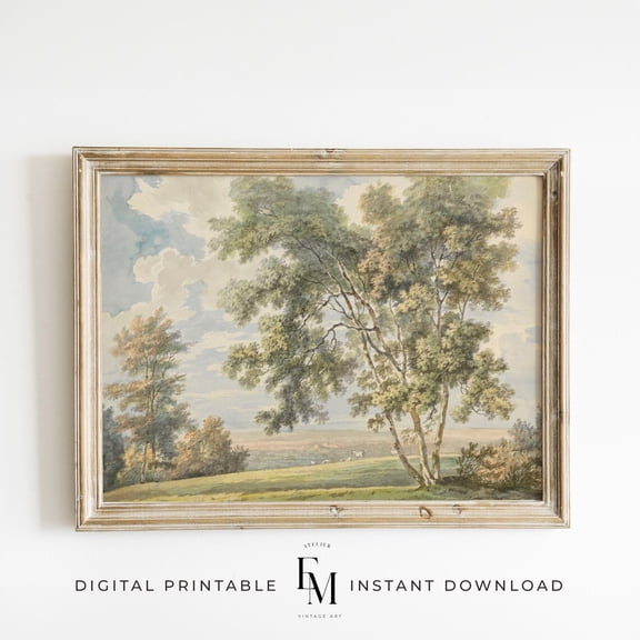 Landscape Countryside Paint Timeless Country Landscape Print Nature Antique Rustic Wall Decor Country Scenery Moody Landscape Home Decor UNFRAMED Poster, Wall Art for Decor, Present, 24x36