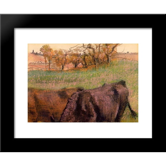 Landscape. Cows in the Foreground 20x24 Framed Art Print by Edgar Degas