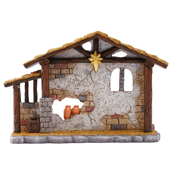 Landscape Crafts Manger Resin Ornament Nativity Scene Religious Christmas Decor with Hand-Painted Detailing for Tabletop Display Single Piece JASKFLY