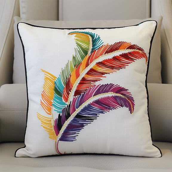Landscape Cross Stitch Pillow Cases Stamped Kits , 17.72" x 17.72" , Handmade Embroidery Kit Needlepoint Home Decor for Sofa (11ct)
