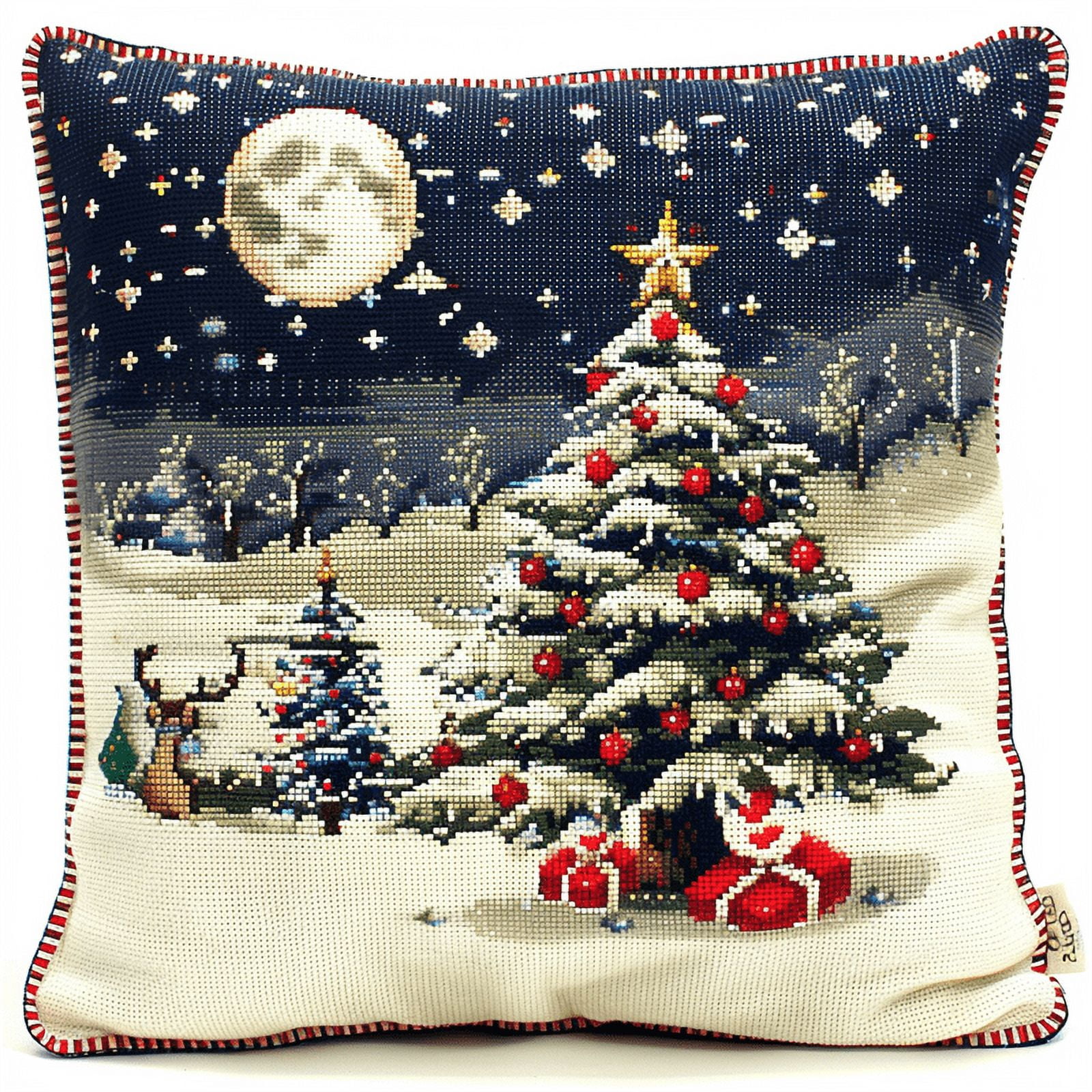 Landscape Cross Stitch Throw Pillow Case Kits 11 Count Cross Stitch Kits for Adults 45X45cm Needlepoint Craft Set Handmade Craft for Sofa Home Decor
