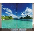 thumbnail image 1 of Ambesonne Landscape Curtains 2 Panel Set, Botanic Sea Mountain, 108" x 96", Turquoise Blue Green, 1 of 3