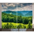thumbnail image 1 of Ambesonne Mountain Curtains 2 Panel Set, Landscape of Mountains, 108" x 90", Forest Green, 1 of 3