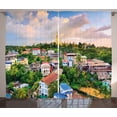 thumbnail image 1 of Ambesonne Colorful Curtains 2 Panel Set, Village Skyline Scene, 108" x 96", Multicolor, 1 of 3