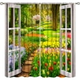 thumbnail image 1 of Landscape Curtains,Flower Forest Nature Curtains for Living Room, 3D Secenery View Blackout Green Spring Window Treatments for Bedroom Drape 2 Panel Sets,52x84 Inch, Style-9, 1 of 6