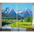 thumbnail image 1 of Ambesonne Landscape Curtains 2 Panel Set, Grand Teton Mountains, 108" x 84", Yellow Green Multicolor, 1 of 2