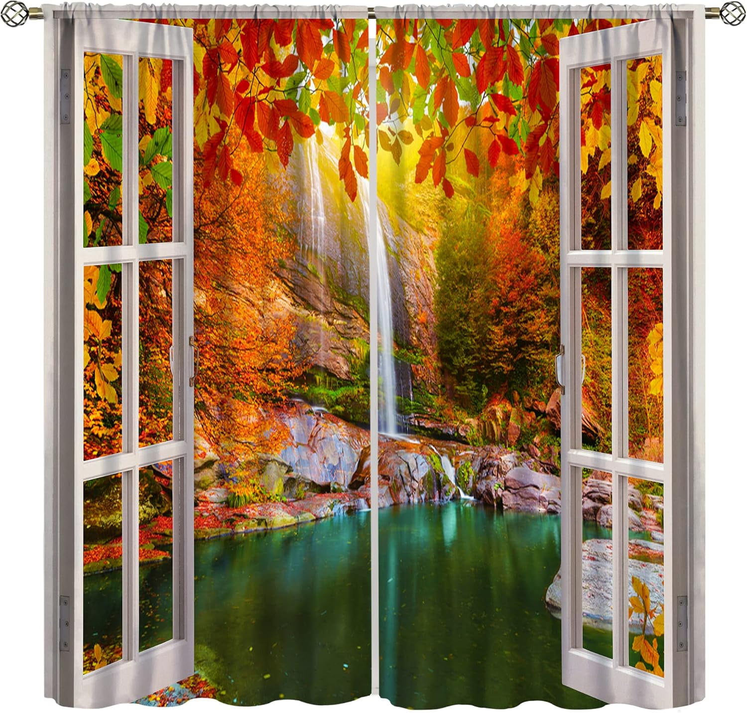 Landscape Curtains,Nature 3D Scenery View Window Treatments for Living ...
