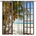 thumbnail image 1 of Landscape Curtains,Nature 3D Scenery View Window Treatments for Living Room, Ocean Beach Blue Sea Nature Scape Curtain 2 Panels,52x84 Inch, 1 of 6
