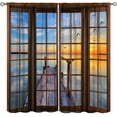 thumbnail image 1 of Landscape Curtains,Nature 3D Scenery View Window Treatments for Living Room, Rustic Bridge Lake Birds Curtain 2 Panels,52x84 Inch, 1 of 6