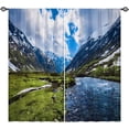 thumbnail image 1 of Landscape Curtains Nature Theme Window Drapes with River Snow Mountain Cloud Scenery Scene Design Print Pattern Rod Pocket Decor Curtains for Bedroom Living Room Office 2 Panels 42 x 63 Inch, 1 of 5