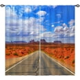 thumbnail image 1 of Landscape Curtains Rod Pocket Blackout Room Darkening Curtains with Highway Blue Sky White Clouds Print Pattern Nature Scenery Theme Window Drapes for Bedroom Living Room 2 Panels 42 x 63 Inch, 1 of 6