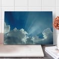 thumbnail image 1 of Landscape Cutting Board, Colorful Sky with Clouds and Sun Rays Dreamy Cloudscape After Rain Picture Art, Decorative Tempered Glass Cutting and Serving Board, Large Size, Blue White, by Ambesonne, 1 of 1