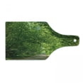 thumbnail image 1 of Landscape Cutting Board, Fresh Forest Canopy Trees over Footpath in an Old Park People Walking Natural Scenery, Tempered Glass Cutting and Serving Board, Wine Bottle Shape, Green, by Ambesonne, 1 of 1